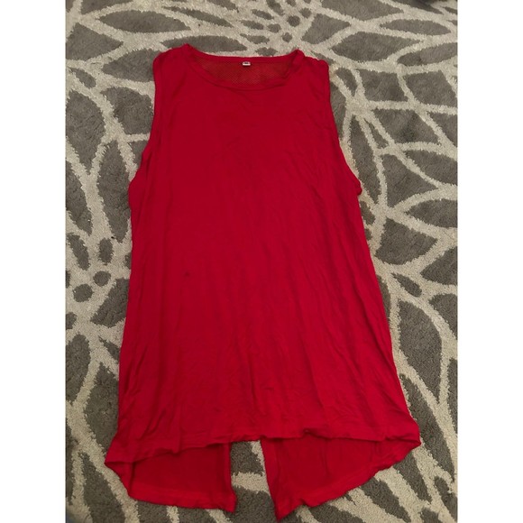 Red Workout Tank Top with Mesh Back Details - Picture 1 of 5